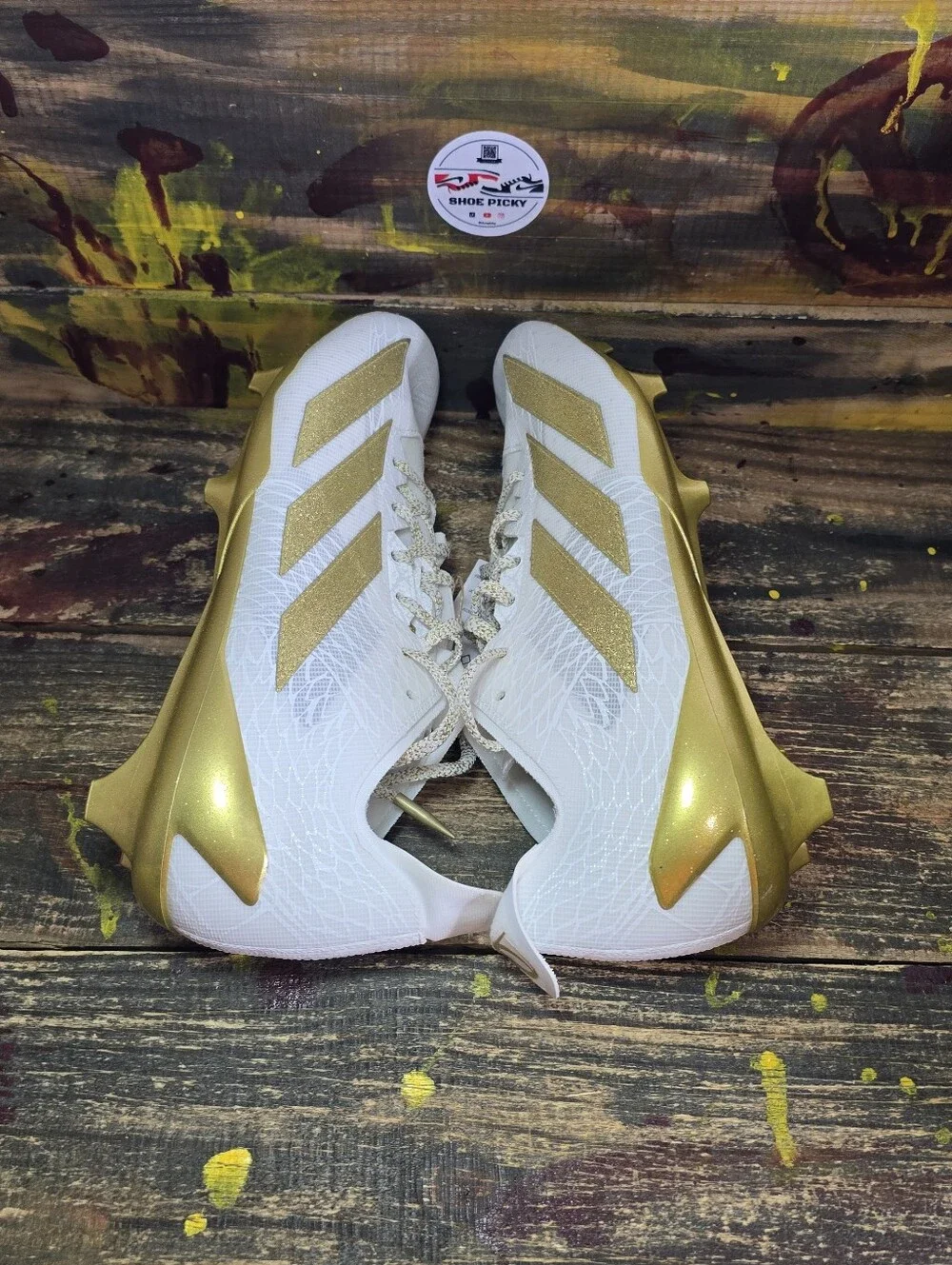 adidas Adizero Electric JH6254 Football Cleats White Gold 3M Reflective sz 11